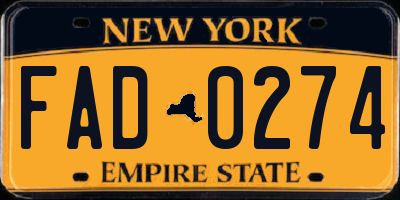 NY license plate FAD0274