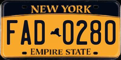 NY license plate FAD0280