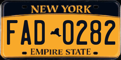 NY license plate FAD0282