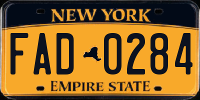 NY license plate FAD0284