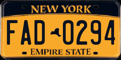 NY license plate FAD0294