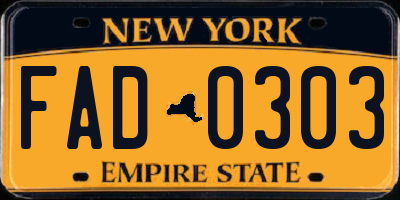 NY license plate FAD0303