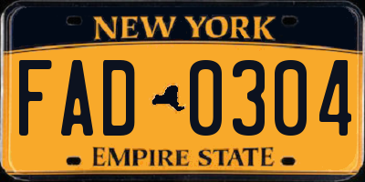 NY license plate FAD0304