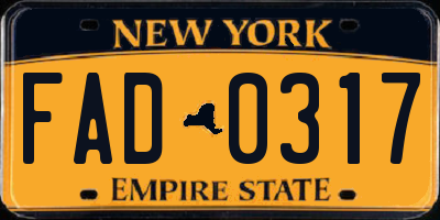 NY license plate FAD0317