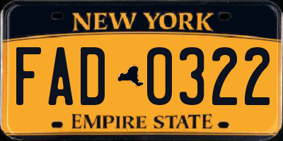 NY license plate FAD0322