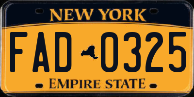 NY license plate FAD0325