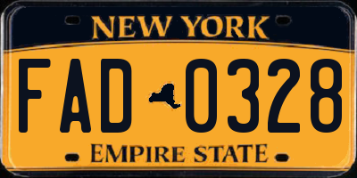 NY license plate FAD0328