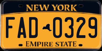 NY license plate FAD0329