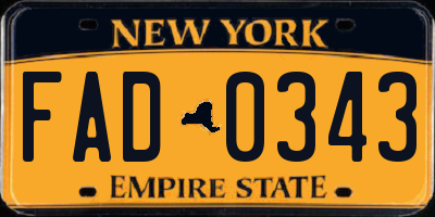 NY license plate FAD0343