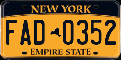 NY license plate FAD0352