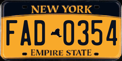 NY license plate FAD0354