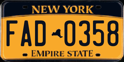 NY license plate FAD0358