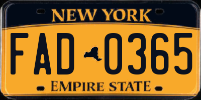 NY license plate FAD0365