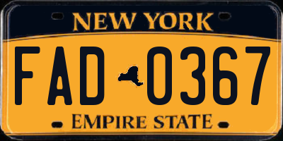 NY license plate FAD0367