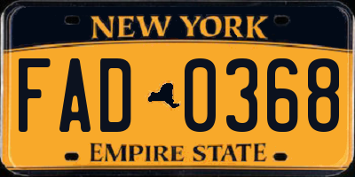 NY license plate FAD0368