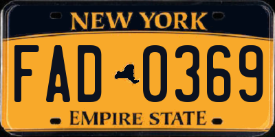 NY license plate FAD0369