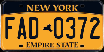 NY license plate FAD0372
