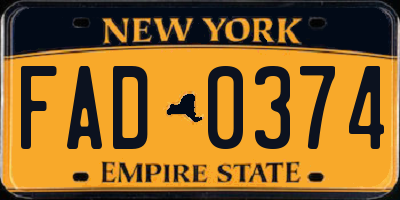 NY license plate FAD0374