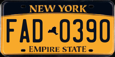 NY license plate FAD0390