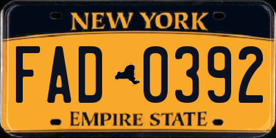 NY license plate FAD0392