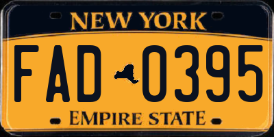 NY license plate FAD0395