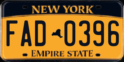 NY license plate FAD0396