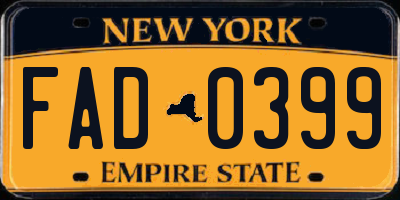 NY license plate FAD0399