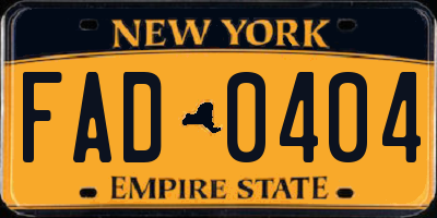 NY license plate FAD0404