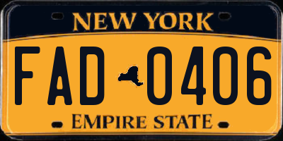 NY license plate FAD0406