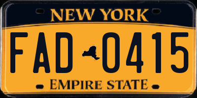 NY license plate FAD0415