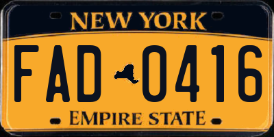 NY license plate FAD0416