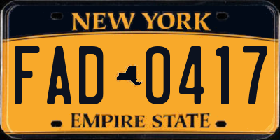 NY license plate FAD0417