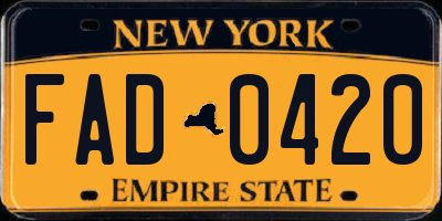 NY license plate FAD0420