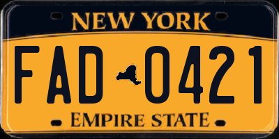 NY license plate FAD0421