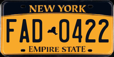 NY license plate FAD0422