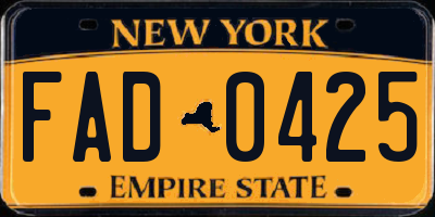 NY license plate FAD0425