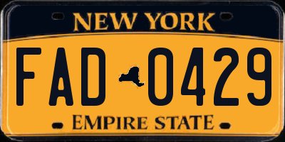 NY license plate FAD0429