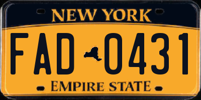 NY license plate FAD0431