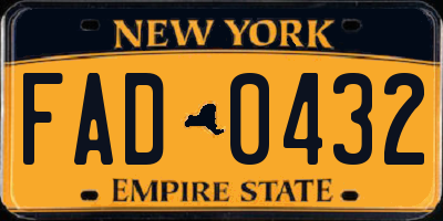 NY license plate FAD0432