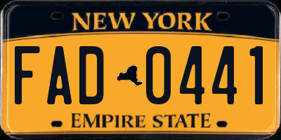 NY license plate FAD0441