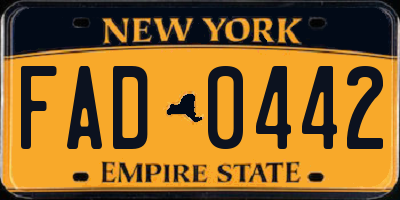 NY license plate FAD0442
