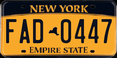 NY license plate FAD0447