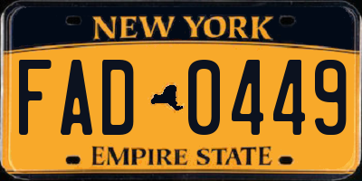 NY license plate FAD0449