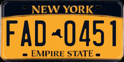 NY license plate FAD0451