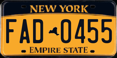NY license plate FAD0455