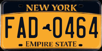 NY license plate FAD0464