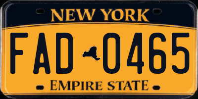 NY license plate FAD0465