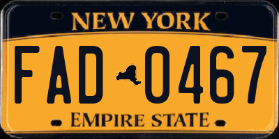 NY license plate FAD0467