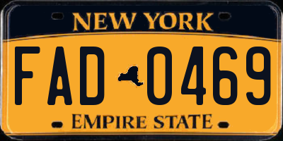 NY license plate FAD0469