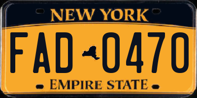 NY license plate FAD0470